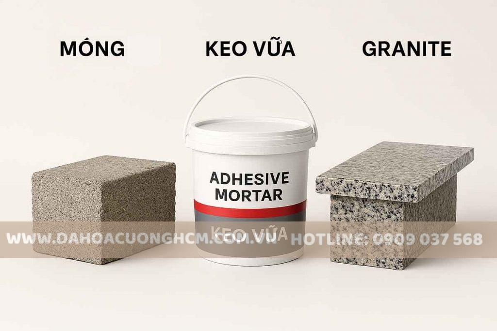 keo vữa, đá làm cầu thang