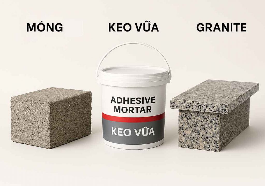 keo vữa, đá làm cầu thang