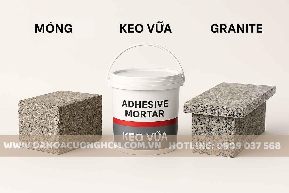 keo vữa, đá làm cầu thang