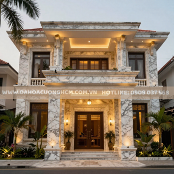 Ốp đá mặt tiền nhà phố – đá marble cao cấp sang trọng