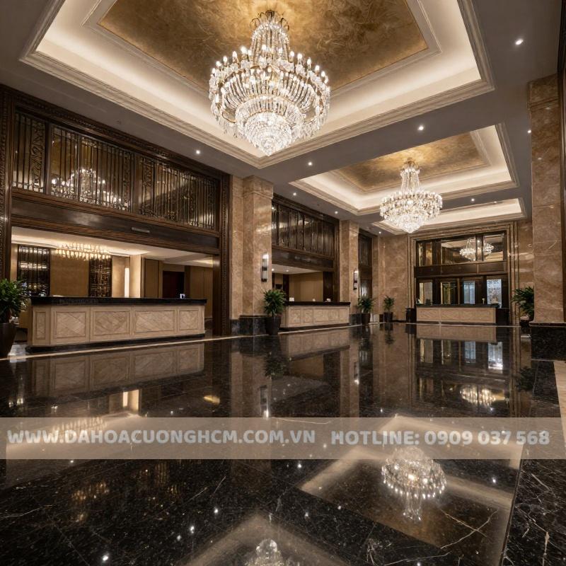 Đá Kim Sa Trung ốp sảnh khách sạn – sang trọng, đẳng cấp