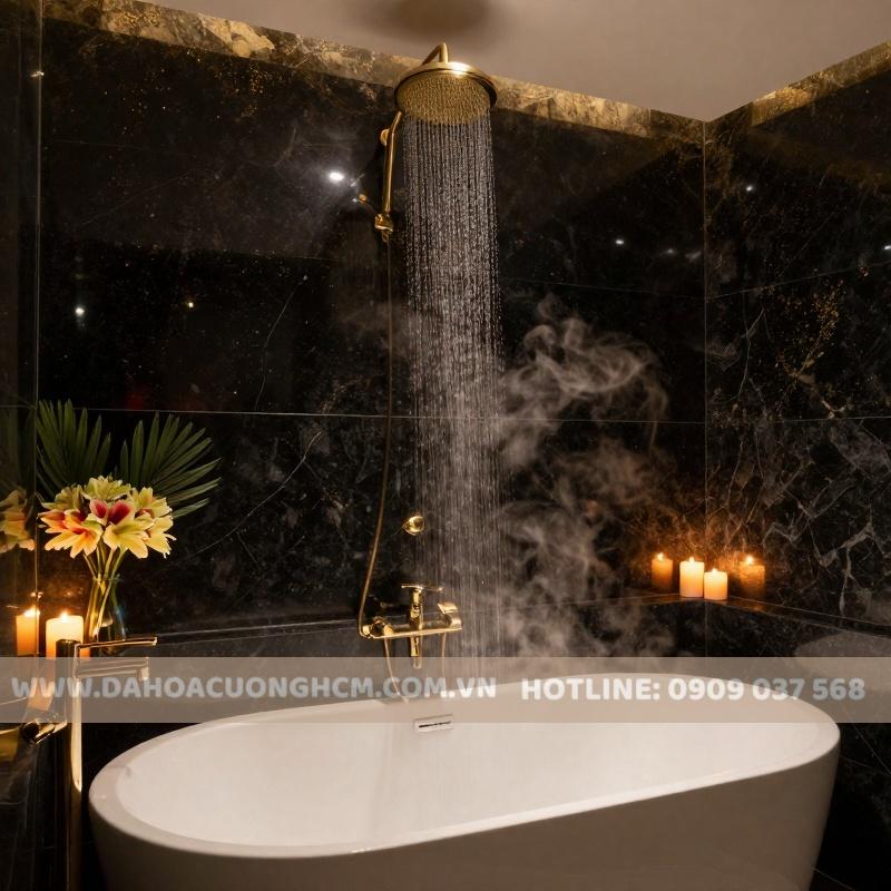 Đá Kim Sa Trung ốp phòng tắm spa – chống thấm, chống trơn
