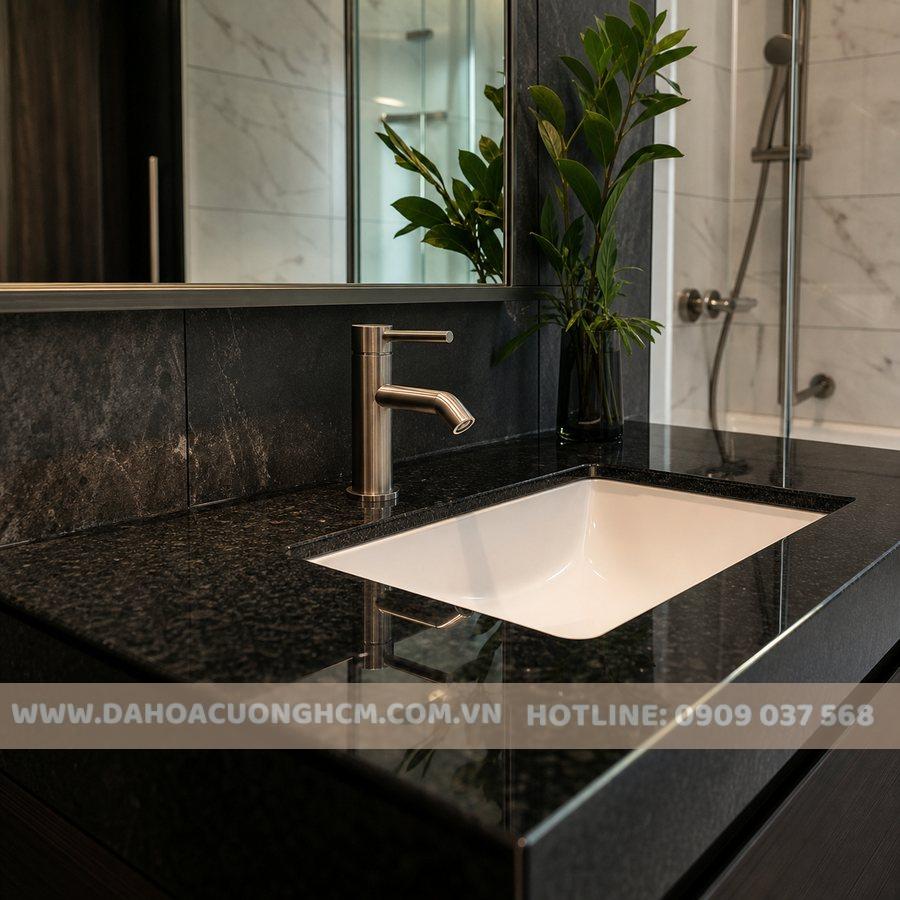 Lavabo mặt đá granite đen sang trọng