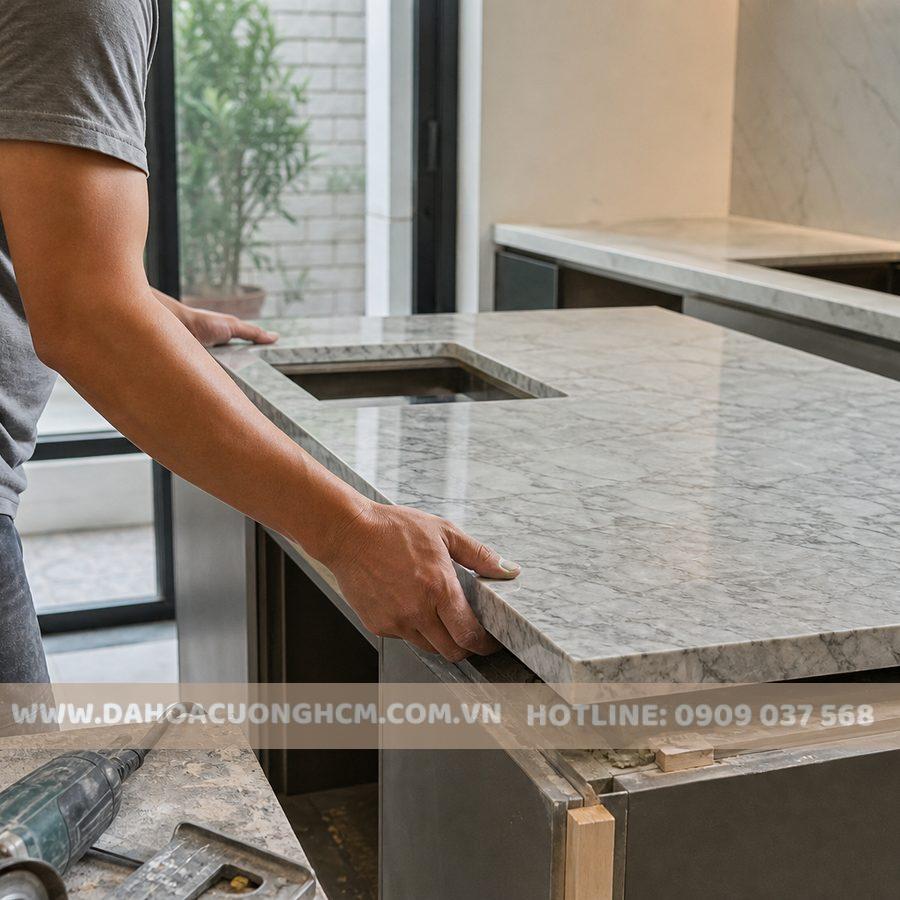 Thợ thi công đá bếp granite marble cho nhà phố TPHCM